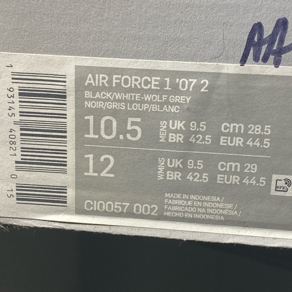 🔥 Nike Air Force 1 ‘07 - Black/White Gum bottom (Men’s 10.5 / Women’s 12) 🔥 - Picture 2 of 6